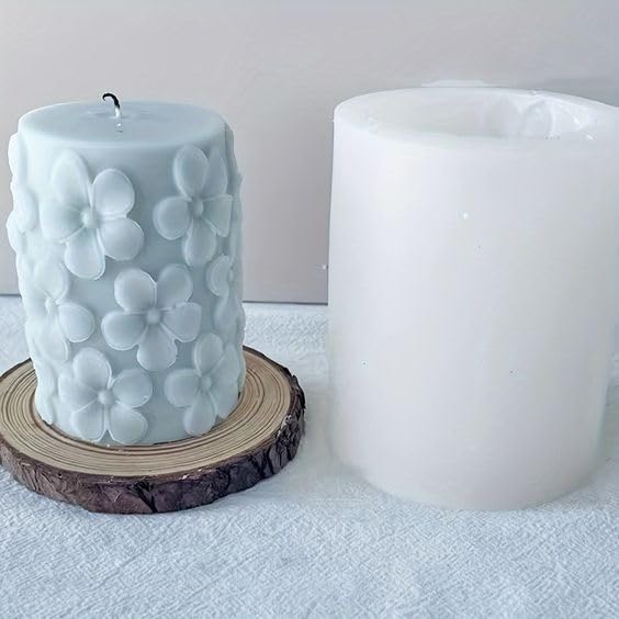 3D Medium Flower Pillar Silicone Candle Mould
