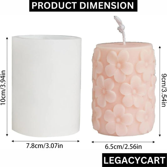 3D Medium Flower Pillar Silicone Candle Mould