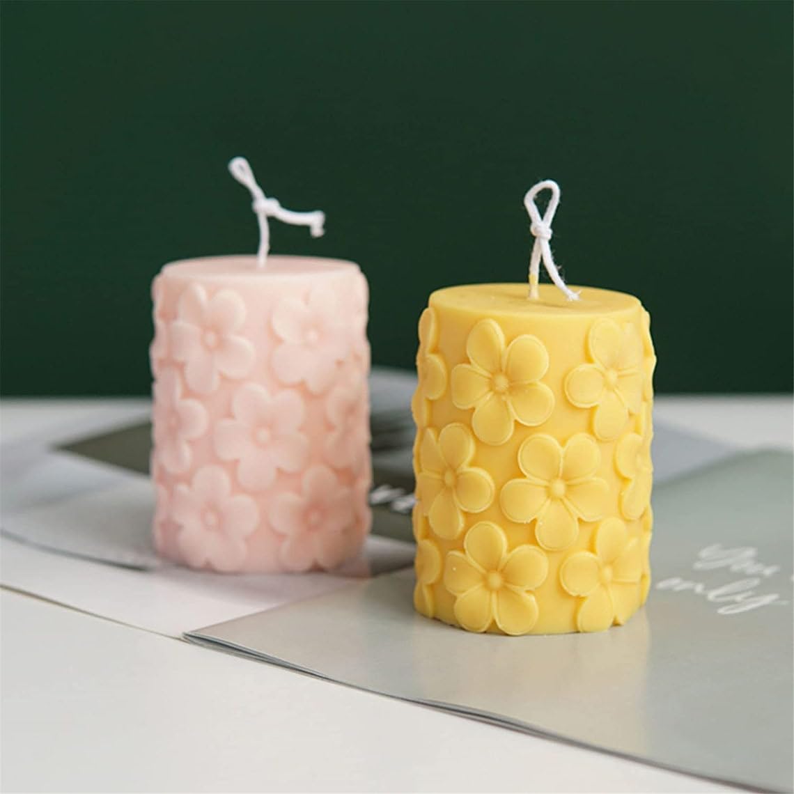 3D Medium Flower Pillar Silicone Candle Mould