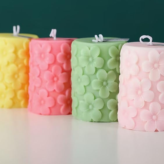 3D Medium Flower Pillar Silicone Candle Mould