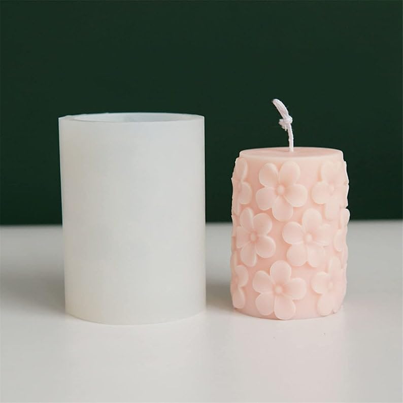 3D Medium Flower Pillar Silicone Candle Mould