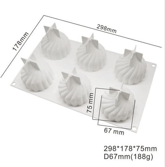 Modak Mould-6 Cavity Spiral Shape 3D