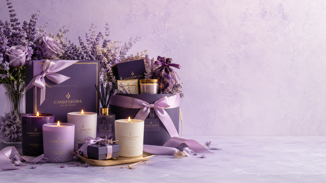 Candleroma gift boxes and ribboned candles — luxury gift hampers