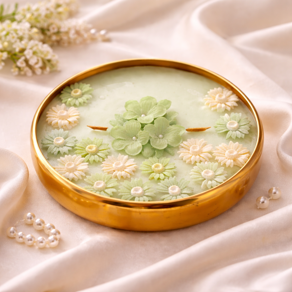 Verdant Bloom urli candle styled for pooja and festive décor