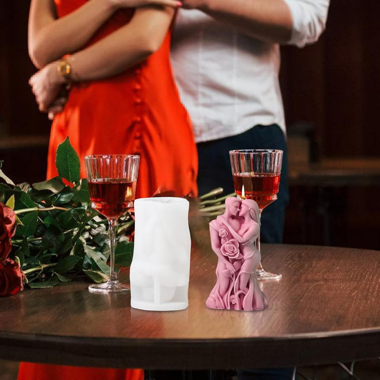 3D Romantic Couple Silicone Candle Mould