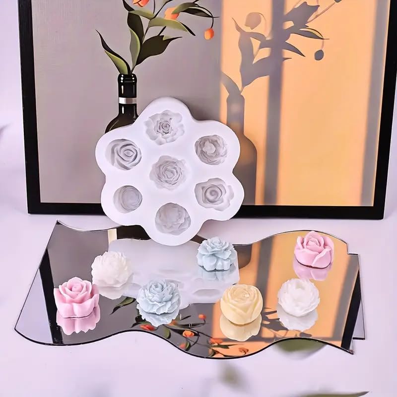 7 Cavity Rose Peony Flower Silicone Candle Mould
