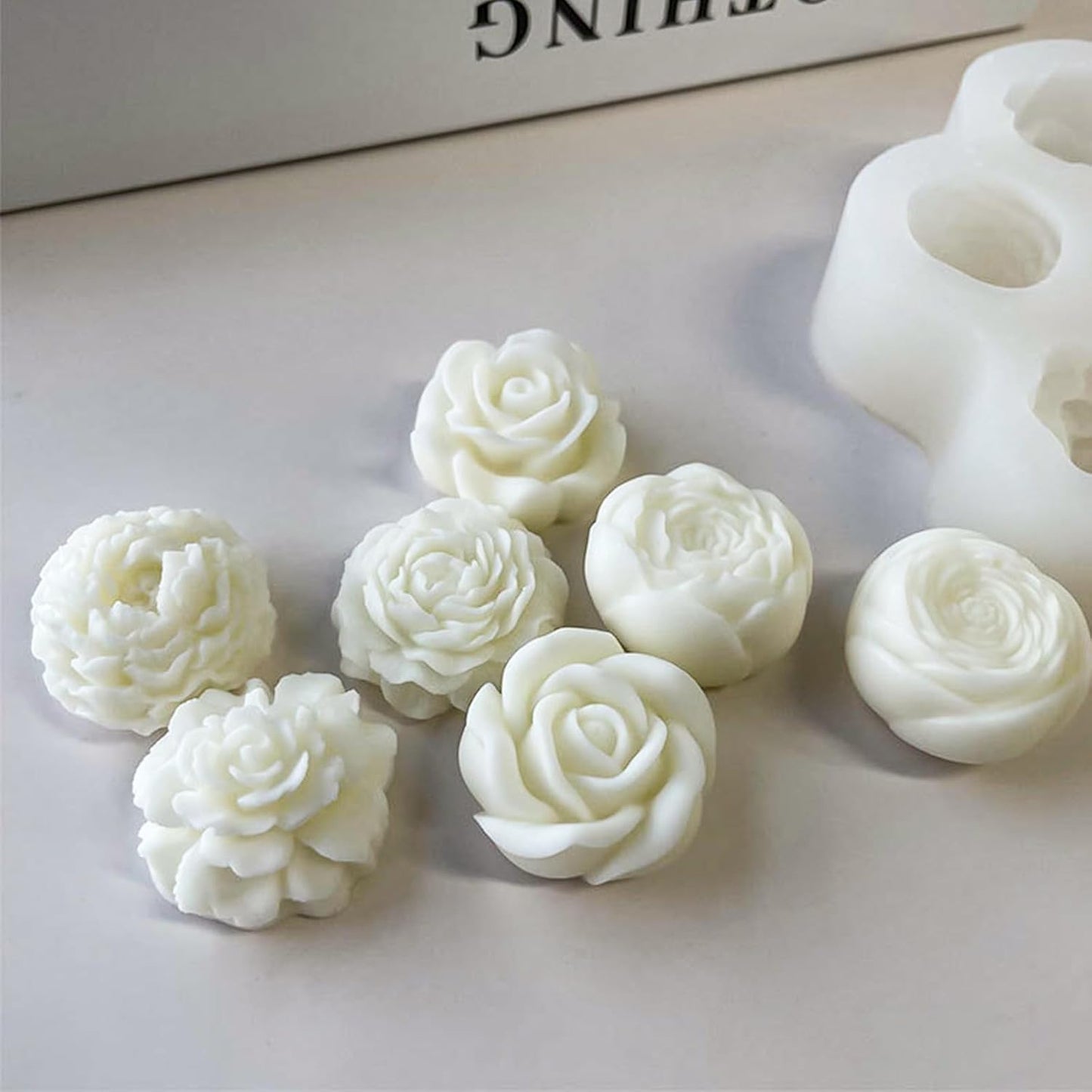 7 Cavity Rose Peony Flower Silicone Candle Mould