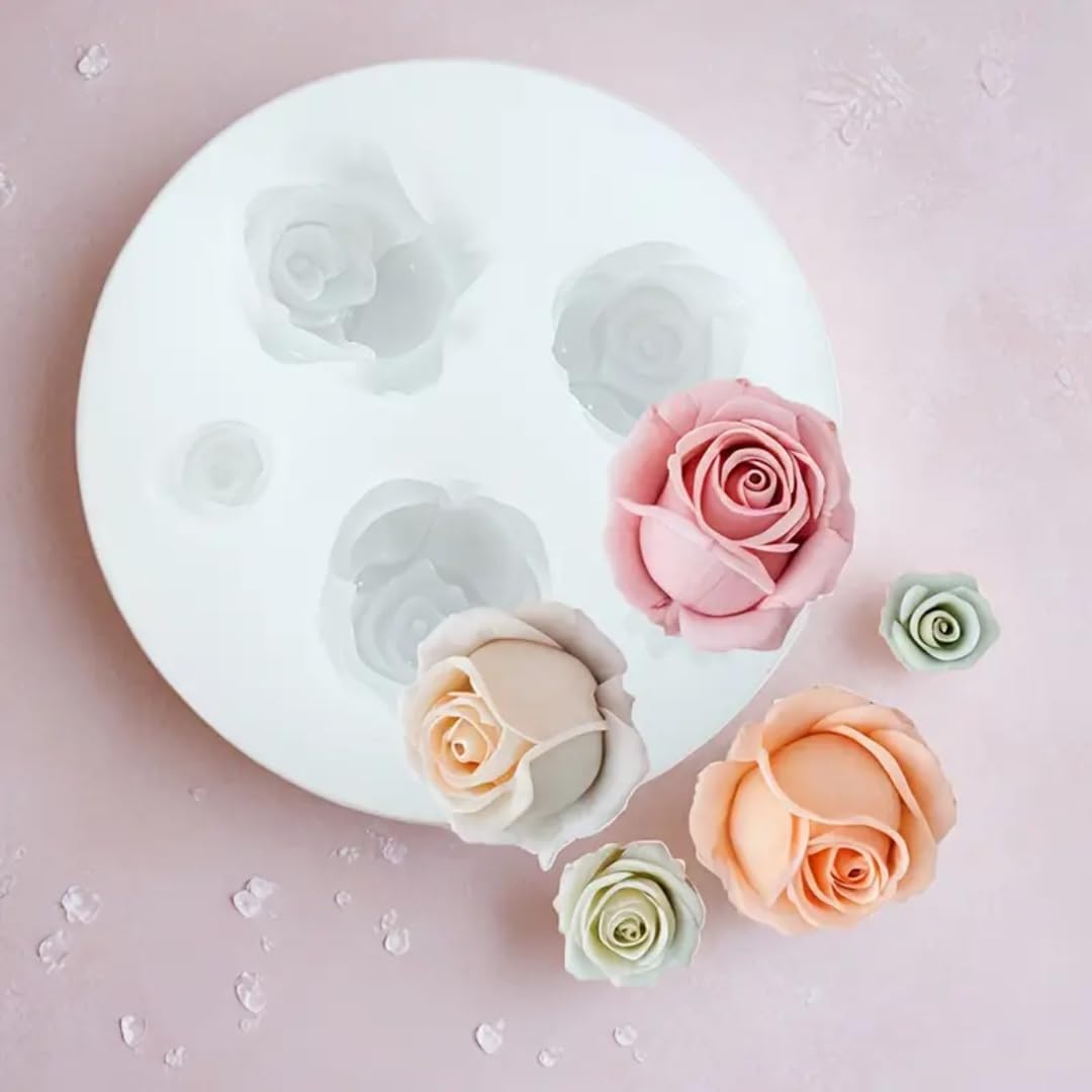5 Cavity Rose Peony Flower Silicone Candle Mould