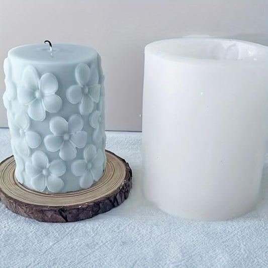3D Medium Flower Pillar Silicone Candle Mould