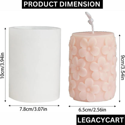 3D Medium Flower Pillar Silicone Candle Mould