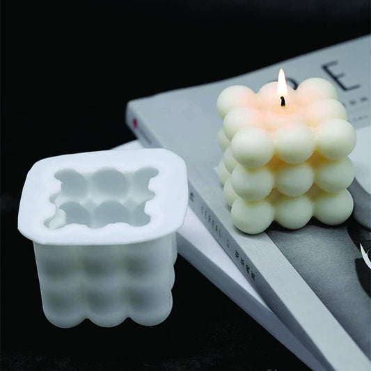White Silicone Bubble Candle Cube Mould