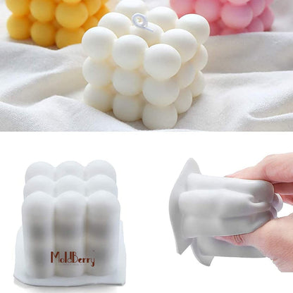 White Silicone Bubble Candle Cube Mould