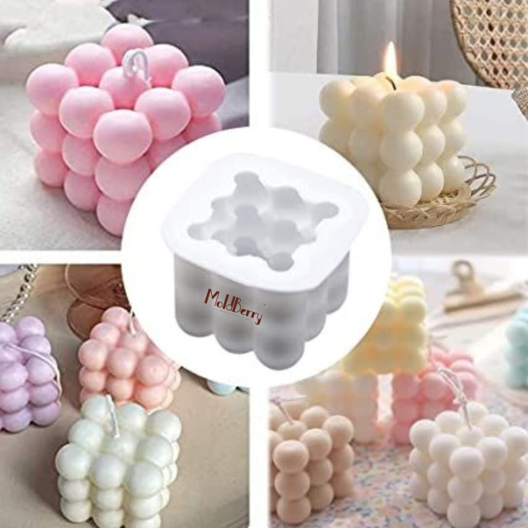 White Silicone Bubble Candle Cube Mould