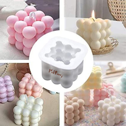 White Silicone Bubble Candle Cube Mould
