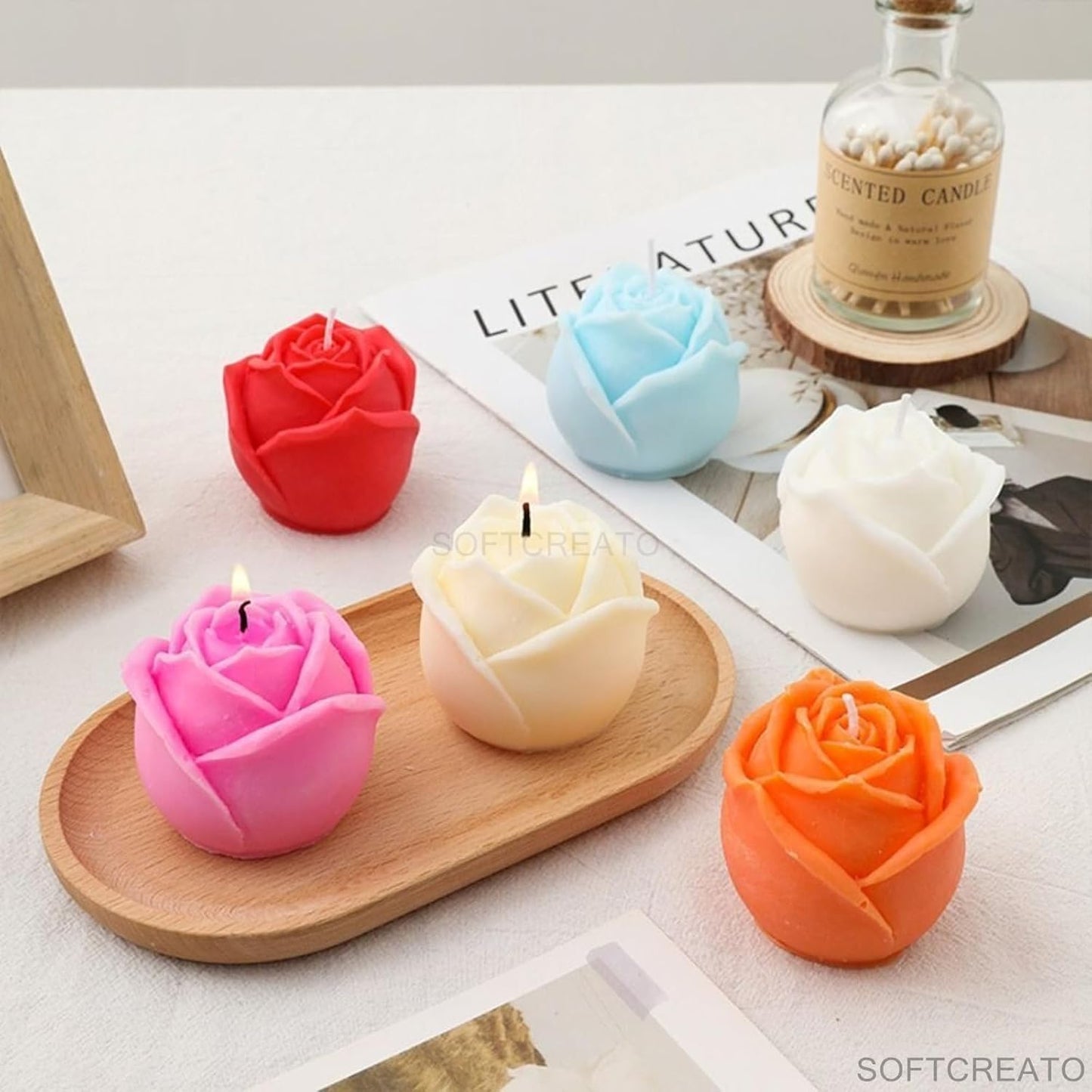 Silicone Rose Bud Flower Shape Candle Making Molds