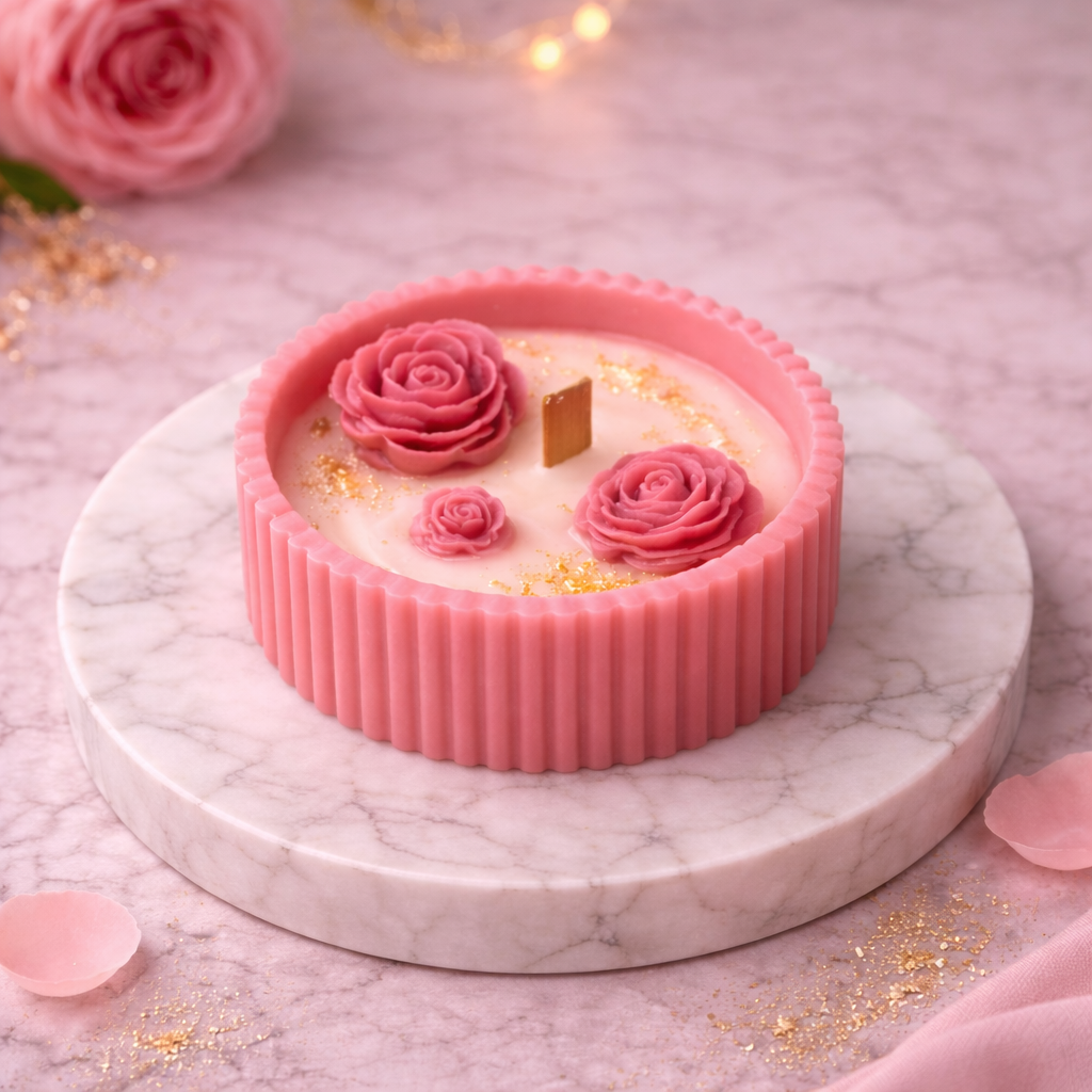 Roselle Bloom Candle Duo by Candleroma additional floral candle image