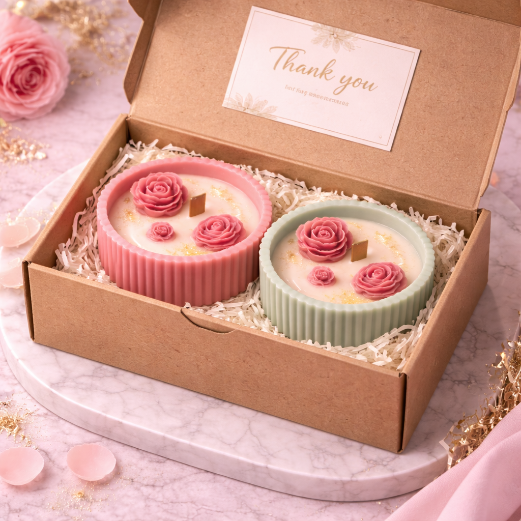 Candleroma Roselle Bloom Candle Duo for gifting and table styling