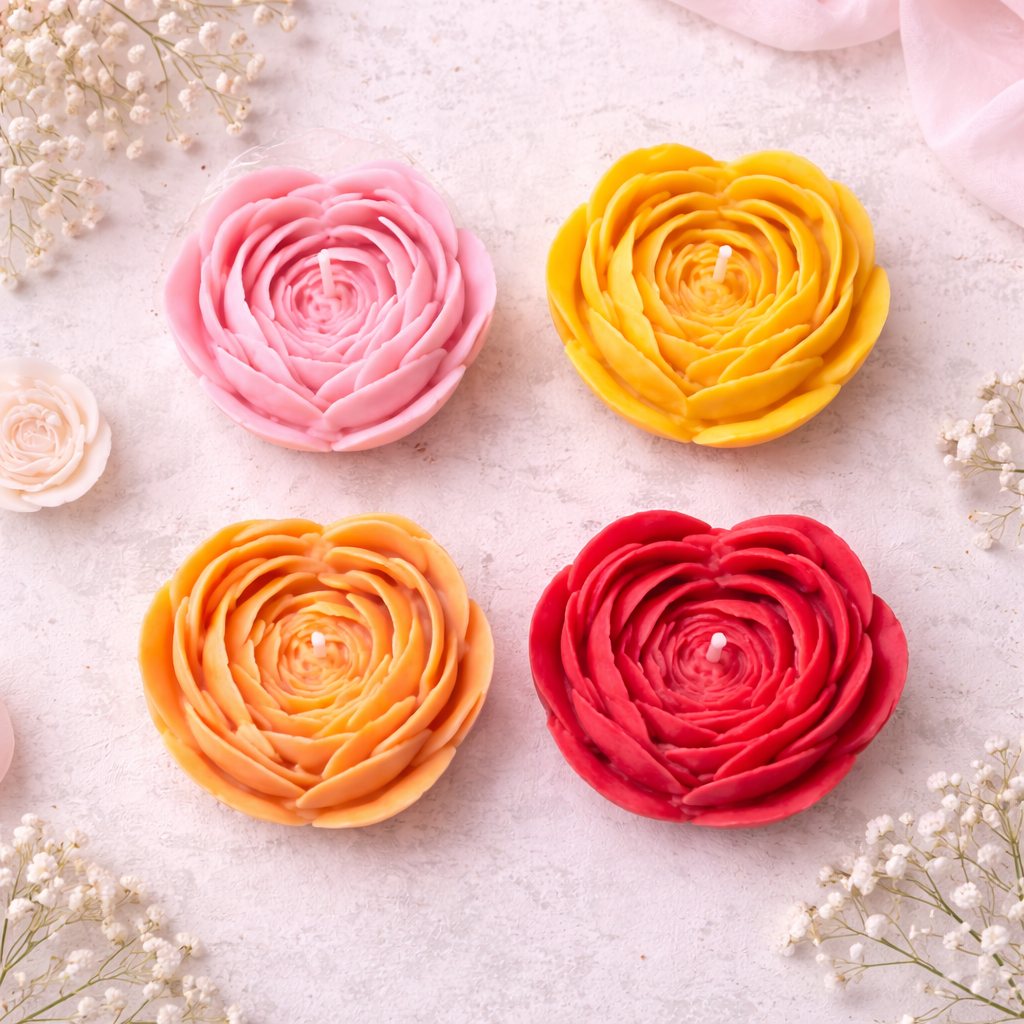 Blush Petal Candle Set of 4 by Candleroma additional floral candle image