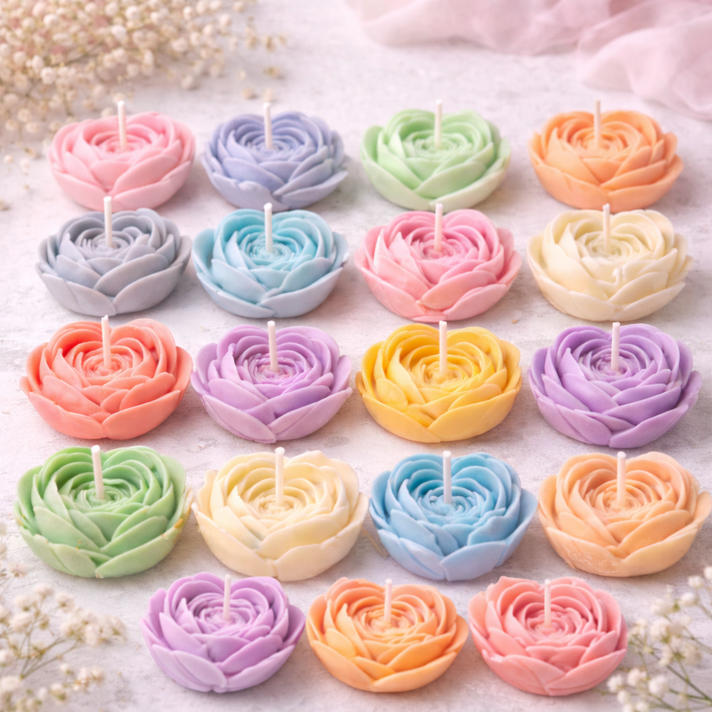 Handmade Blush Petal floral candles by Candleroma for gifting