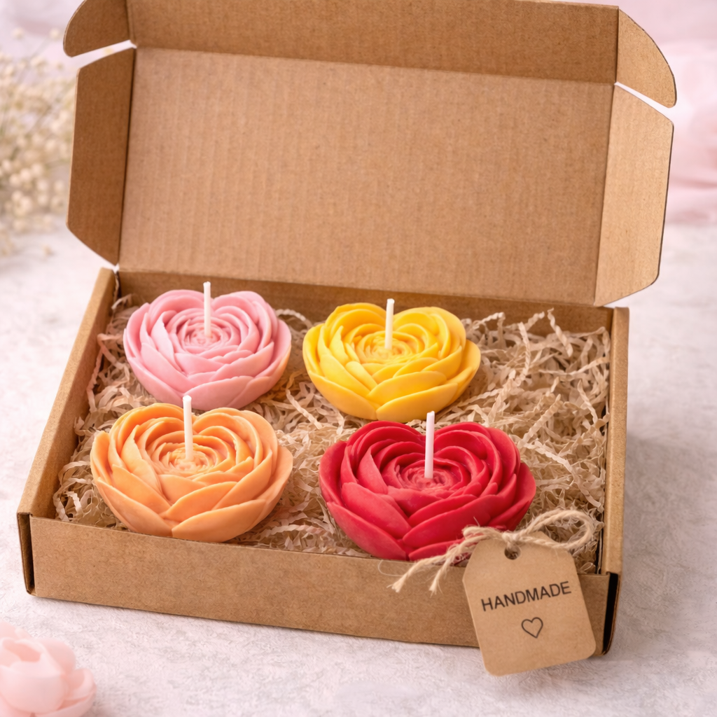 Candleroma Blush Petal rose candle set for decorative home styling