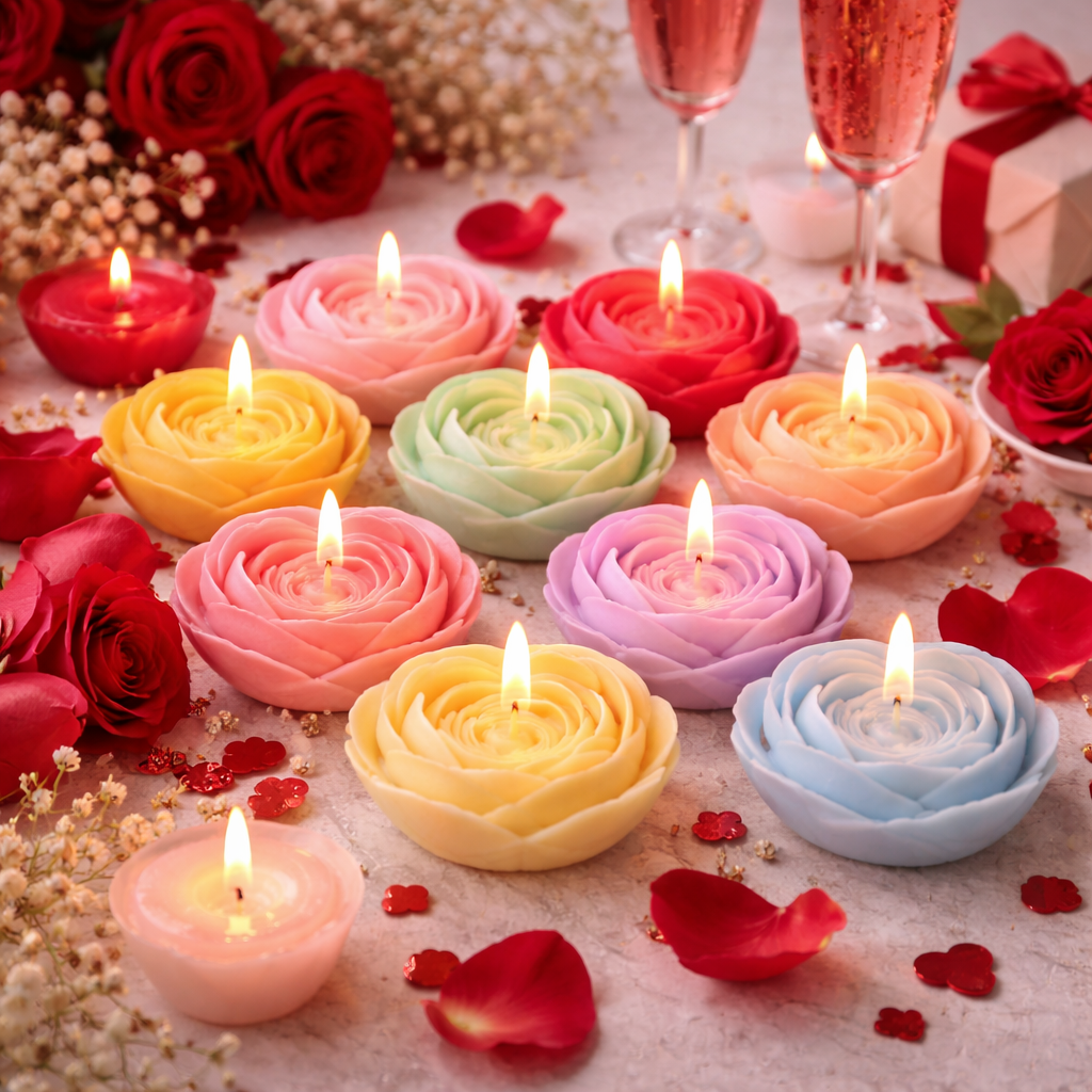 Blush Petal handmade floral candle set by Candleroma additional view