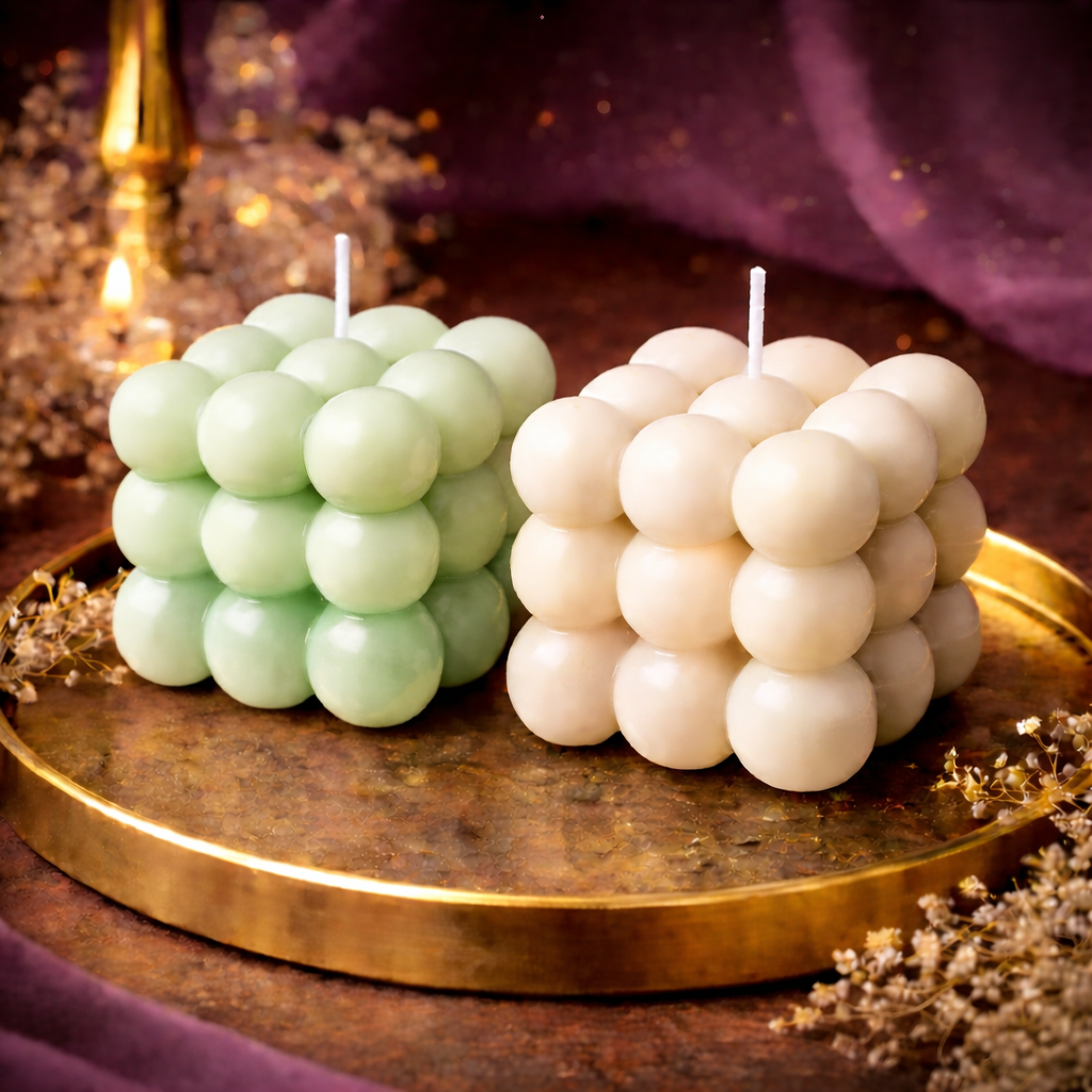 Harmony Luxe Bubble Cube Candle Set of 2 by Candleroma handmade designer candles