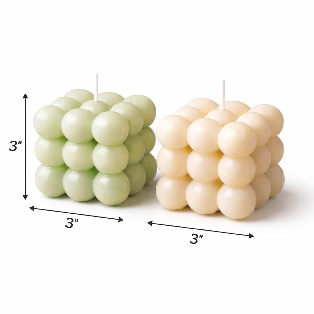 Handmade sage green and off white bubble cube candles by Candleroma