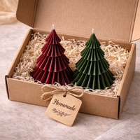 Handmade festive tree candles by Candleroma for Christmas décor