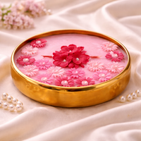 Handmade Crimson Bloom floral urli candle by Candleroma for pooja décor
