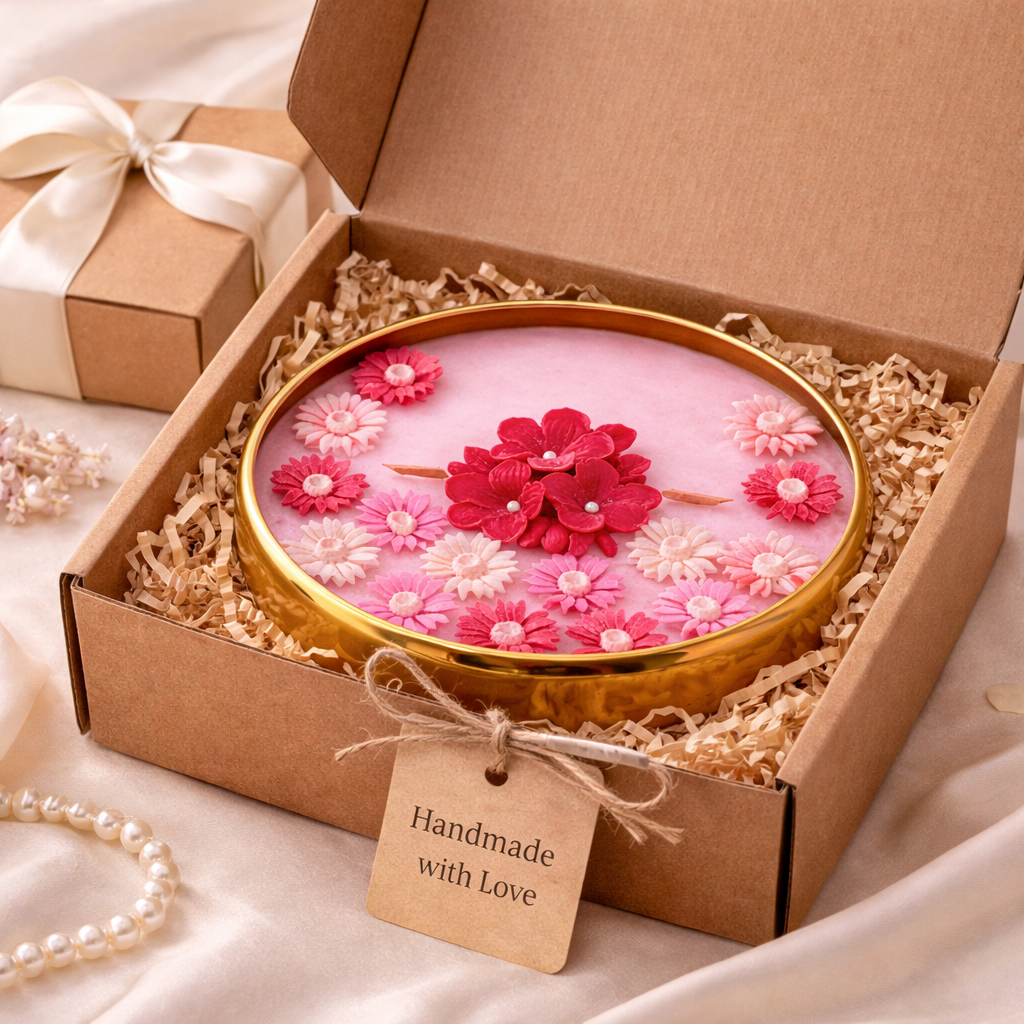 Candleroma Crimson Bloom Urli Candle for festive gifting and centerpieces