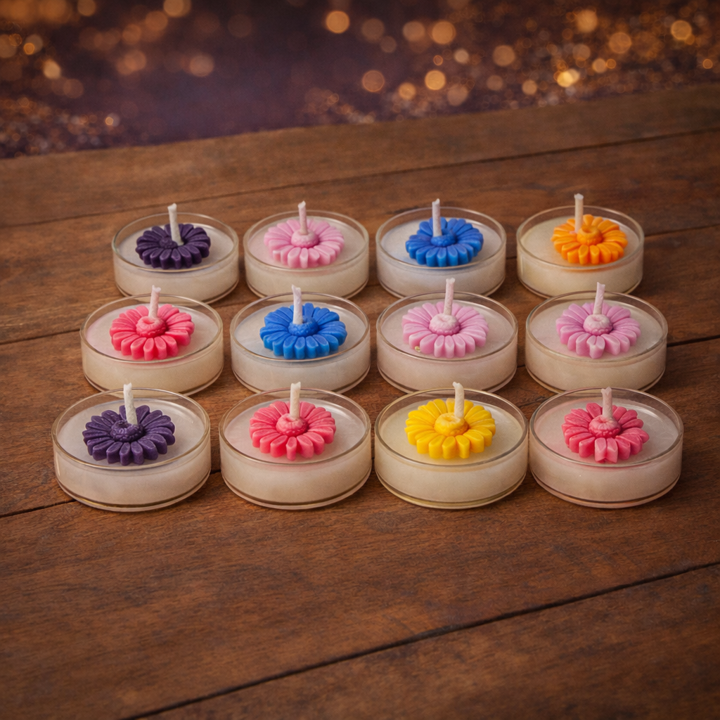 Daisy Bloom Tealight Candle by Candleroma handmade floral tealight candle
