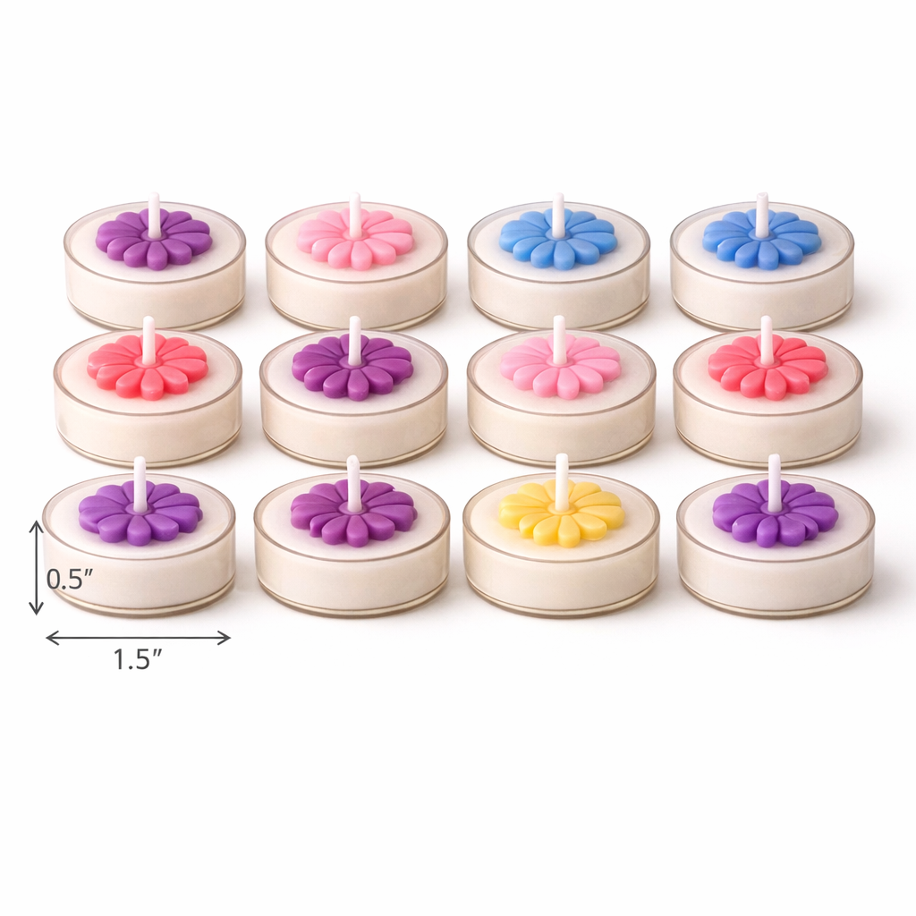 Handmade Daisy Bloom floral tealight candles by Candleroma for pooja décor