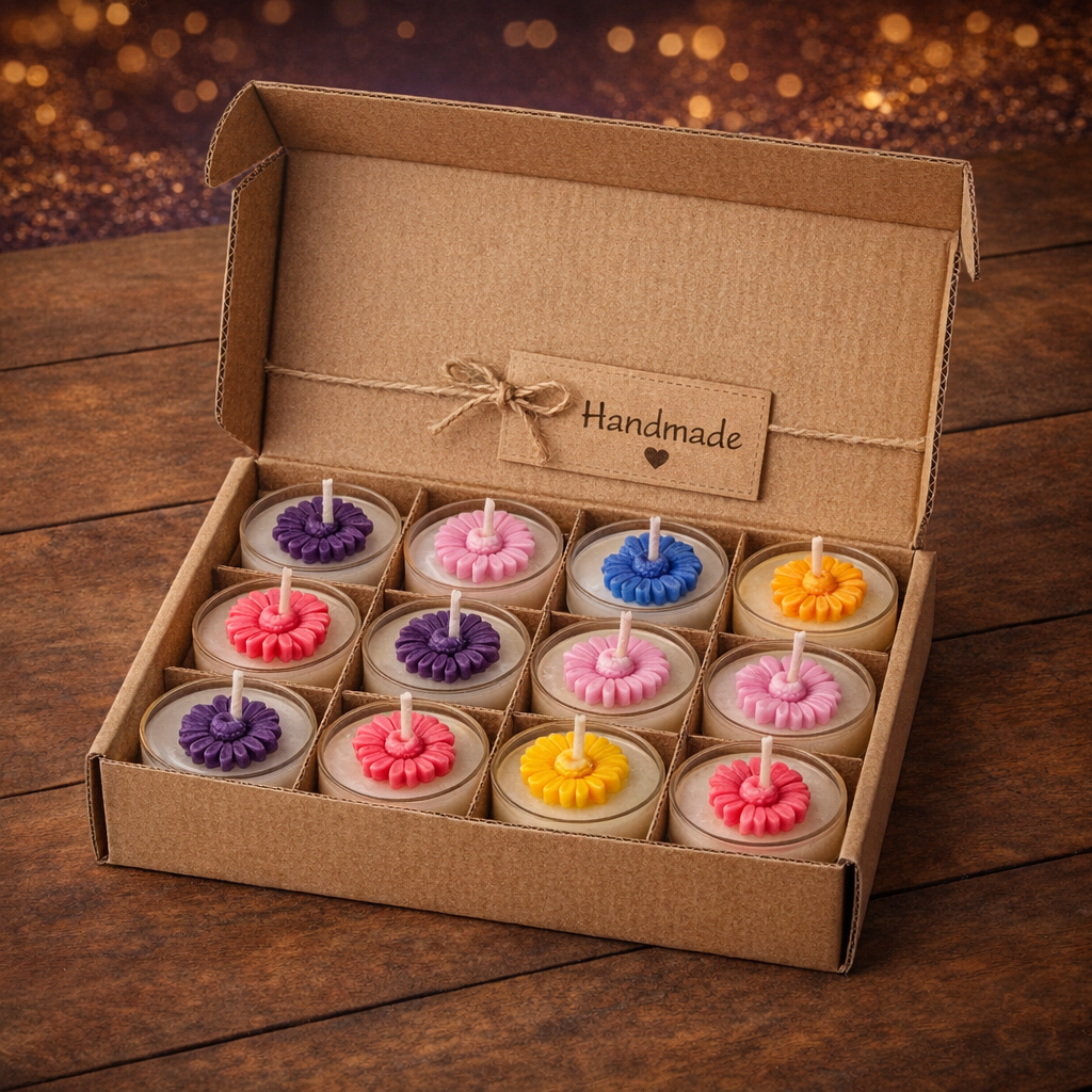 Candleroma Daisy Bloom tealight candle for festive gifting and table décor