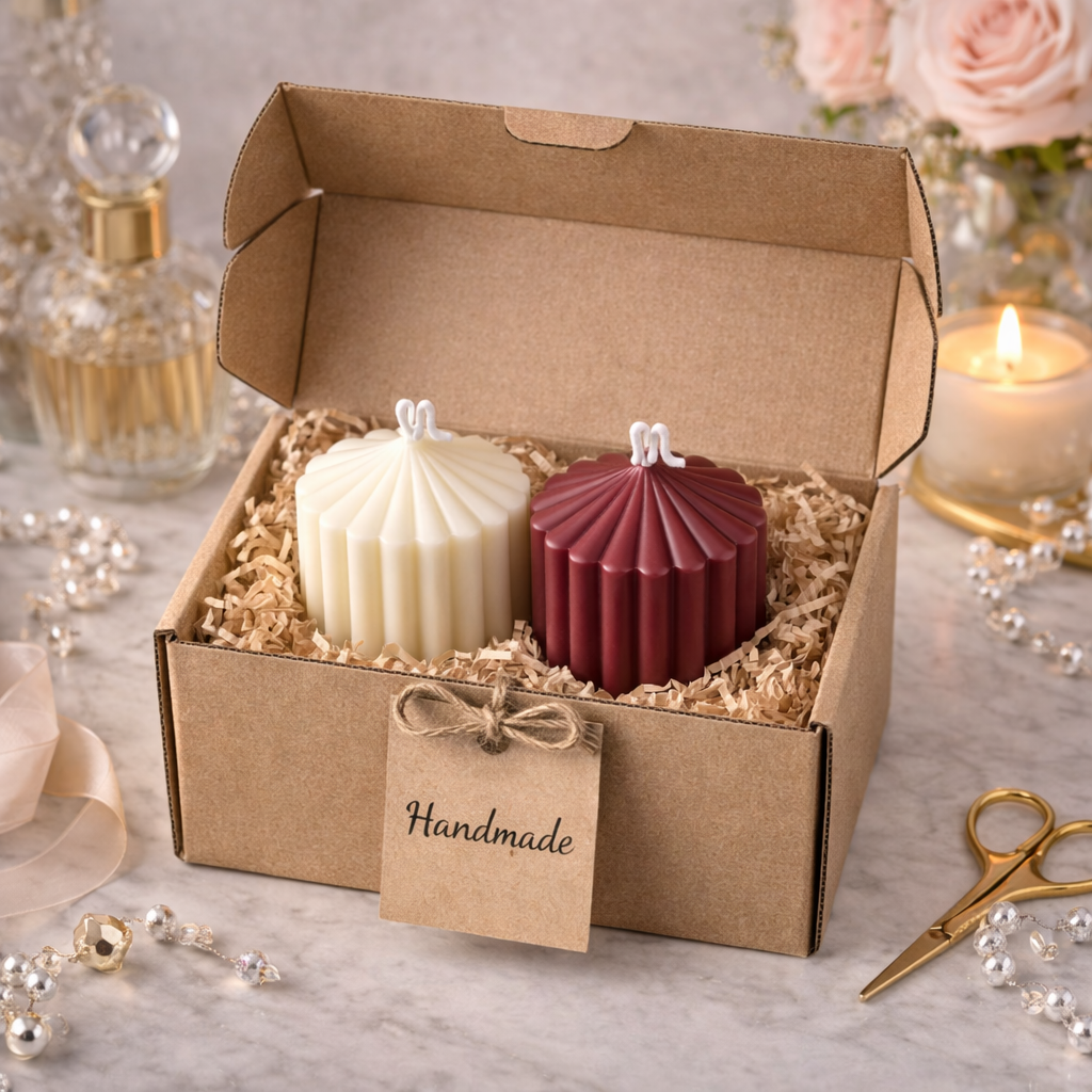 Candleroma Fluted Pillar Candle Duo for festive table décor