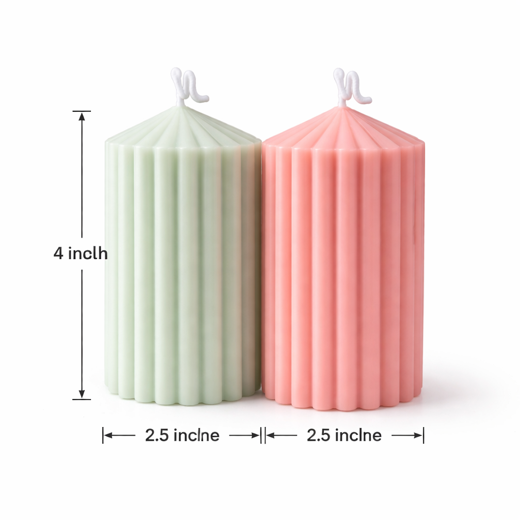 Handmade mint green and blush pink pillar candles by Candleroma