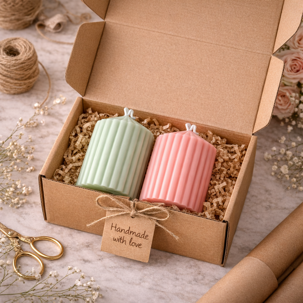 Candleroma pastel fluted pillar candles for romantic home décor