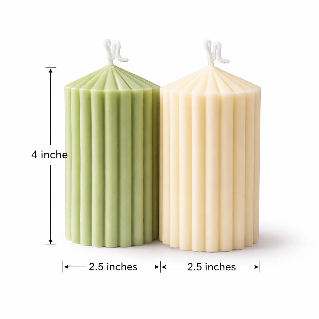 Handmade pistachio green and vanilla cream pillar candles by Candleroma