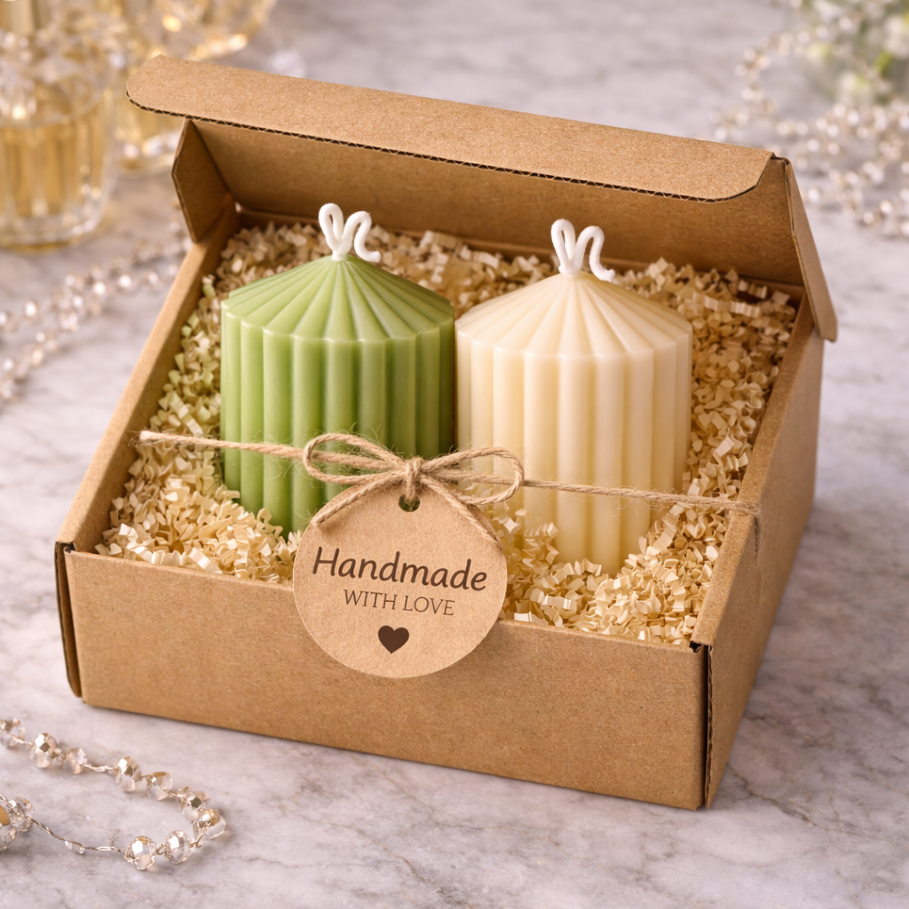 Candleroma neutral fluted pillar candles for calm home décor