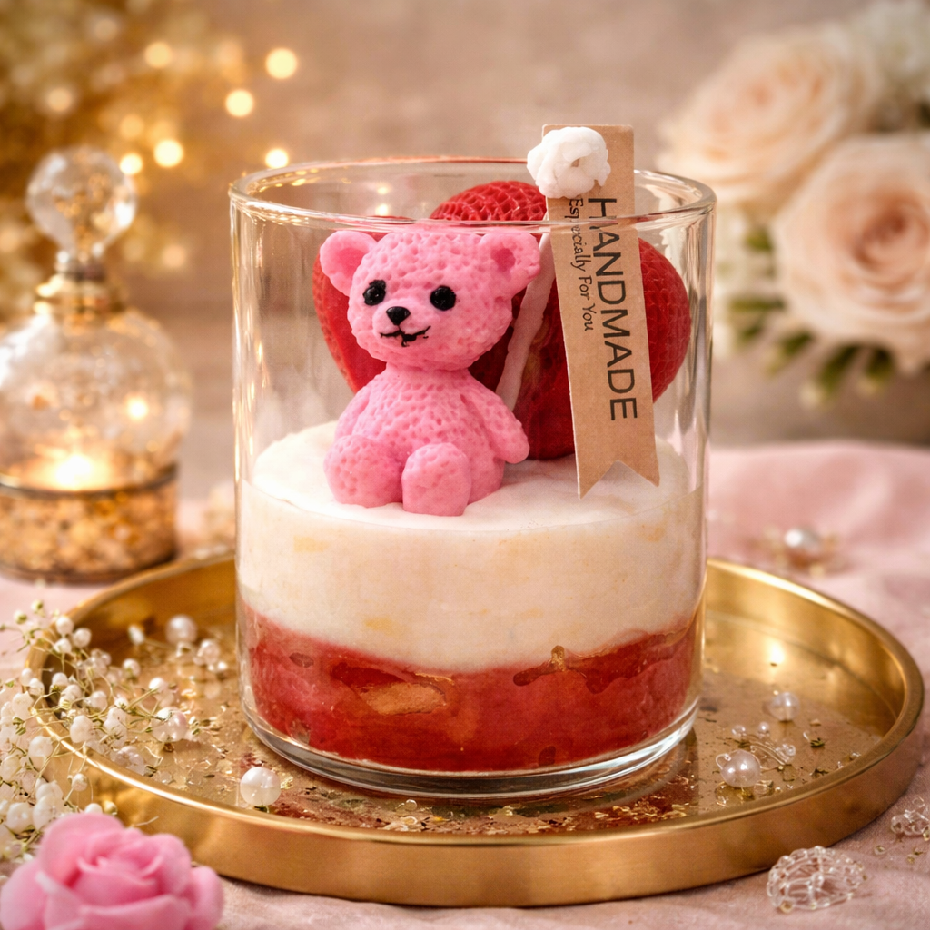 Sweetheart Teddy Jar Candle by Candleroma handmade romantic glass jar candle
