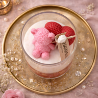 Handmade teddy and heart jar candle by Candleroma for Valentine gifting