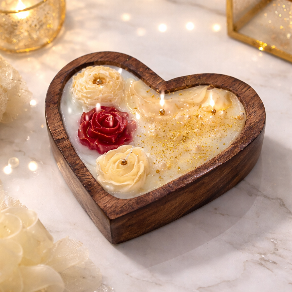 Eternal Rose Heart Candle by Candleroma handmade romantic rose candle