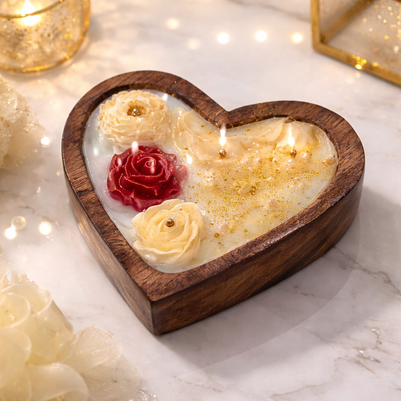 Eternal Rose Heart Candle by Candleroma handmade romantic rose candle