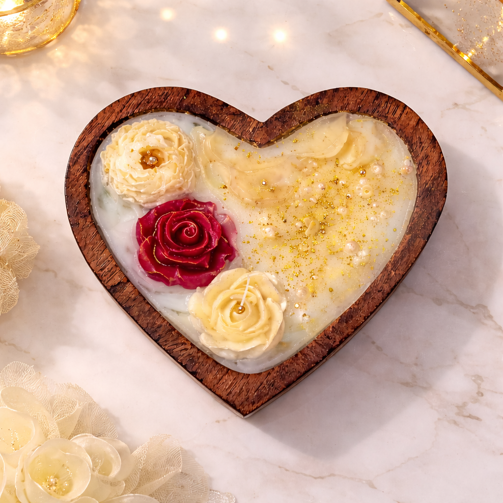 Eternal Rose Heart Candle by Candleroma additional romantic floral candle image