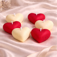 Crimson Ivory Heart Candle Set of 6 by Candleroma handmade heart candles