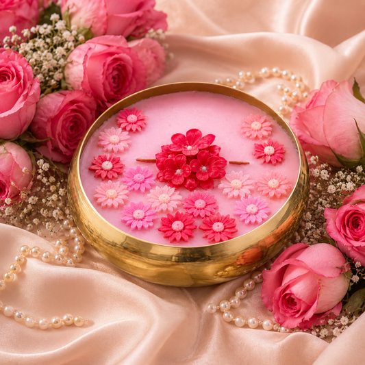 Crimson Bloom Urli Candle