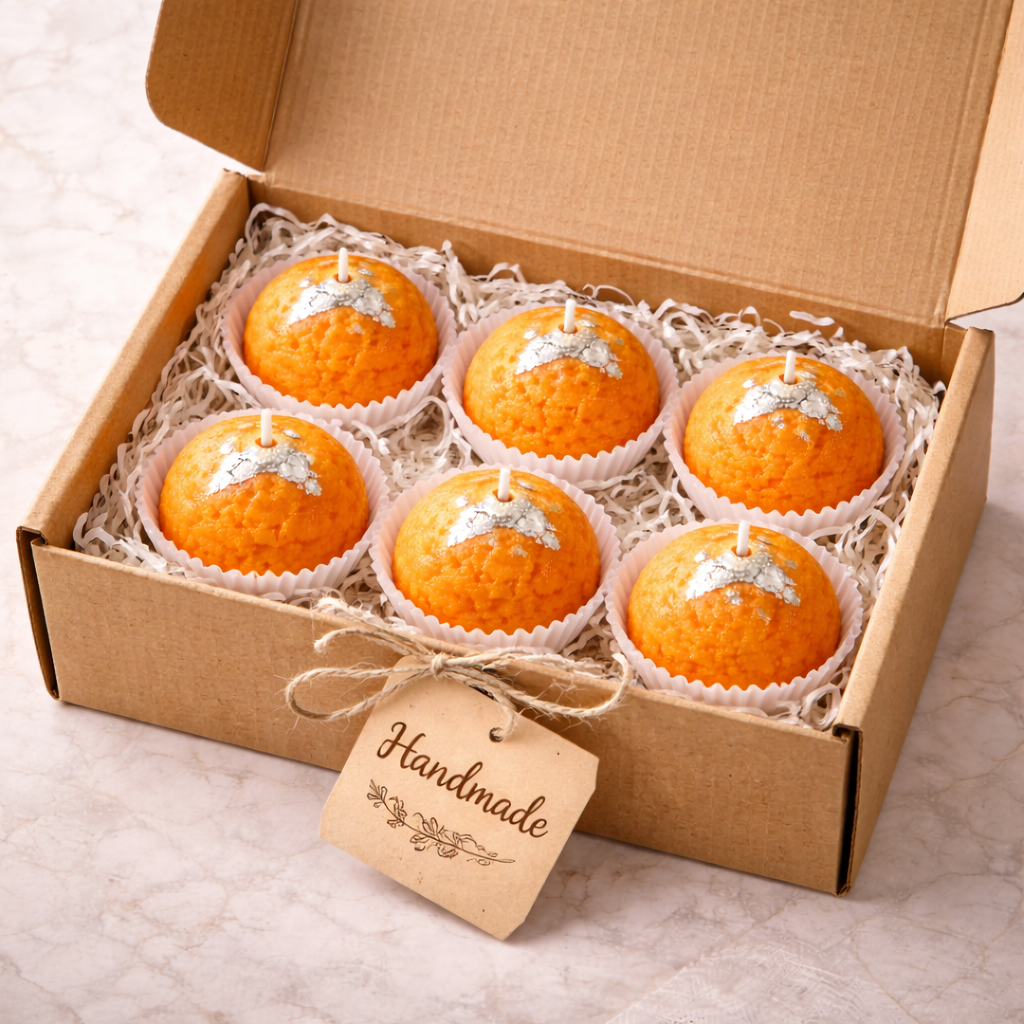 Candleroma Kesari Prakash Ladoo Candle Set for pooja and festive décor