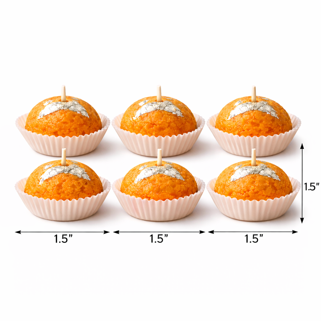 Handmade ladoo inspired candles by Candleroma for Diwali gifting