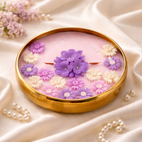 Handmade lavender floral urli candle by Candleroma for pooja décor