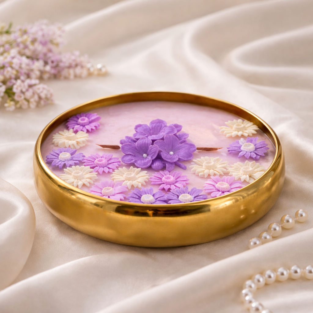 Lavender Blossom Urli Candle by Candleroma additional floral urli candle image