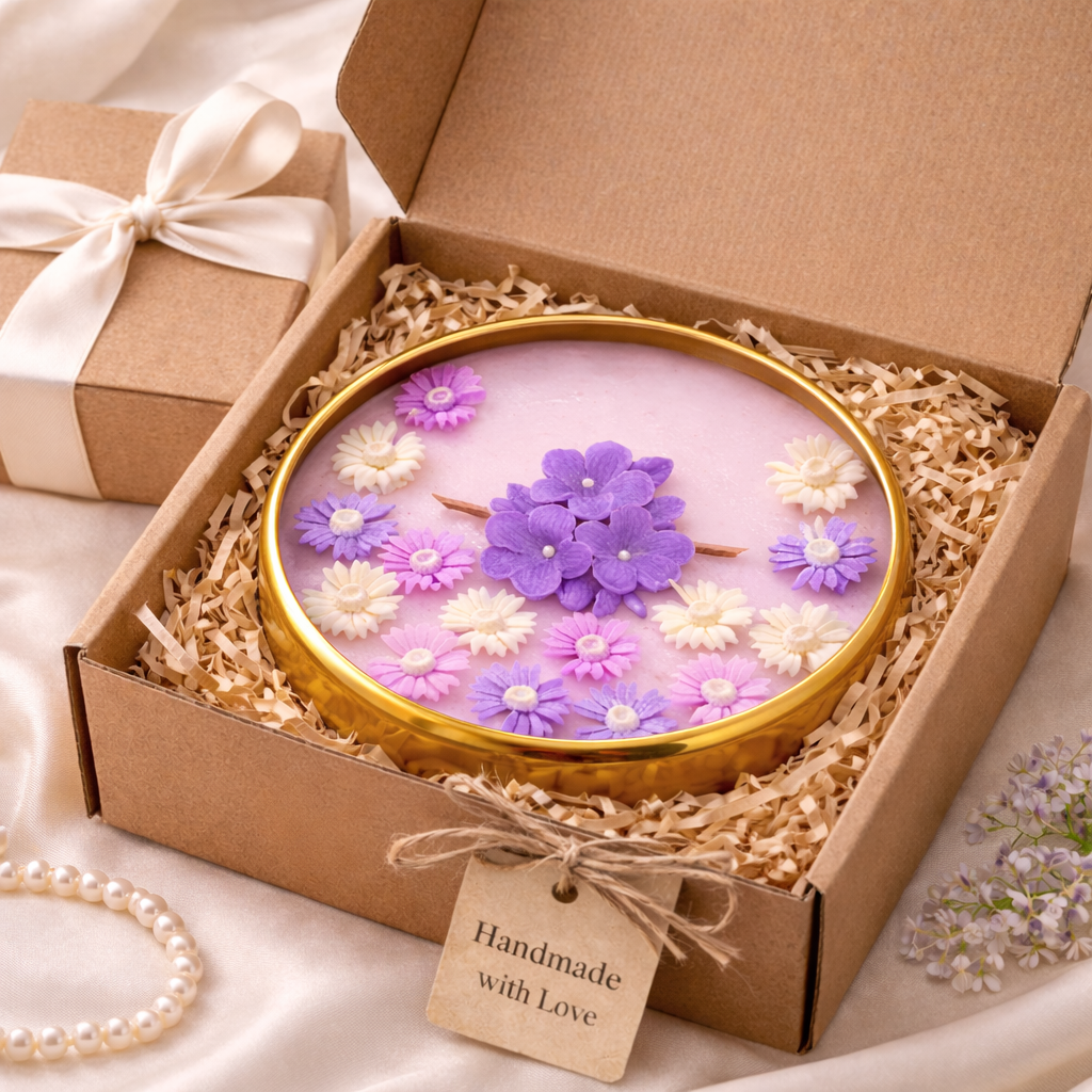 Candleroma Lavender Blossom Urli Candle for festive gifting and centerpieces